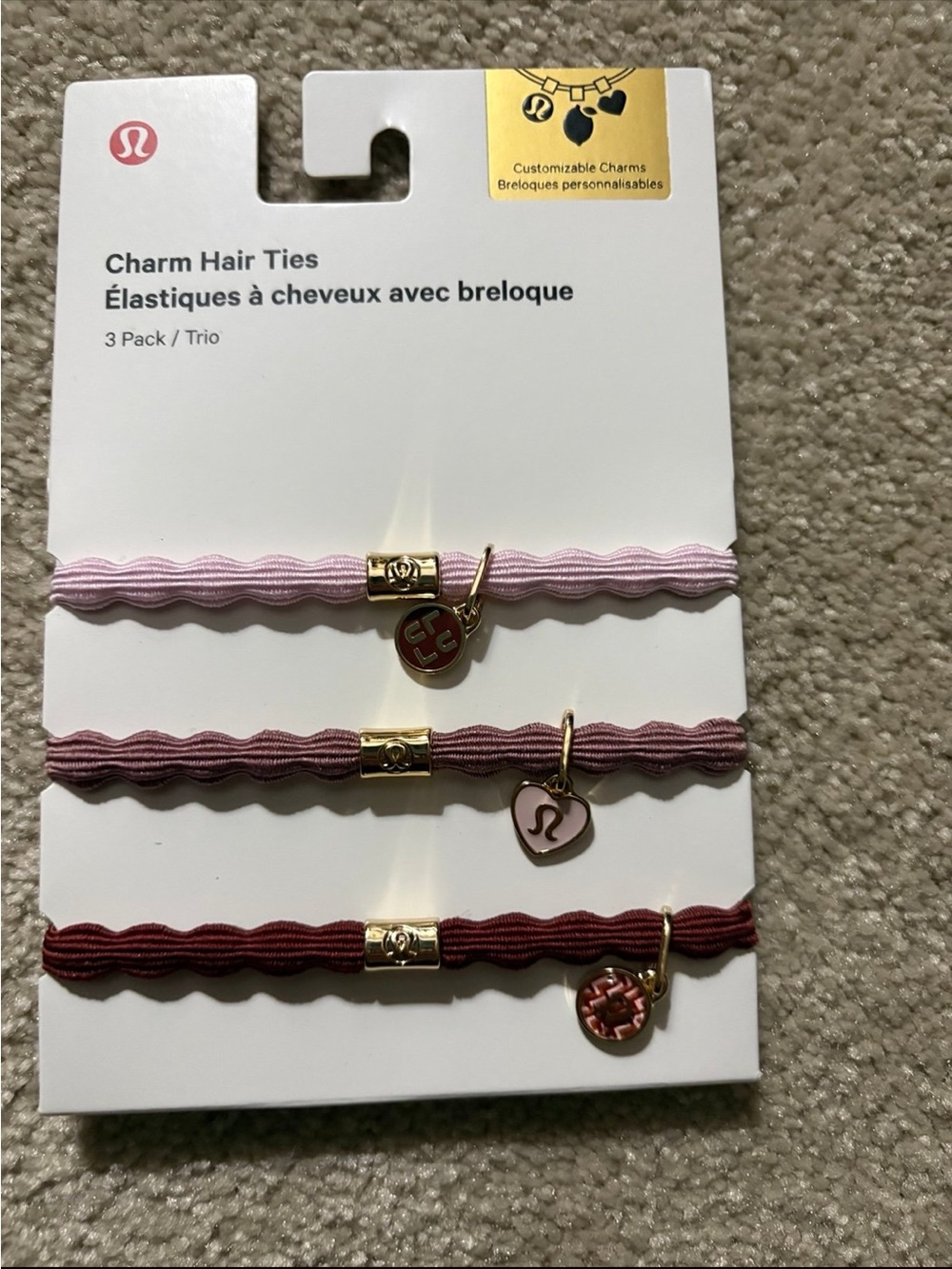 Lululemon Charm Hair Ties 3pk NWT